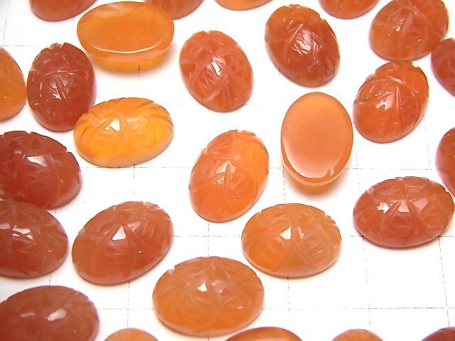 High Quality Carnelian AAA Carved Oval Cabochon 14x10mm 2pcs