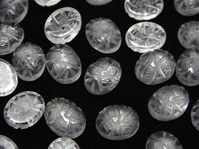 Hochwertiger Kristall AAA geschnitzter ovaler Cabochon 10x8mm 4 Stück