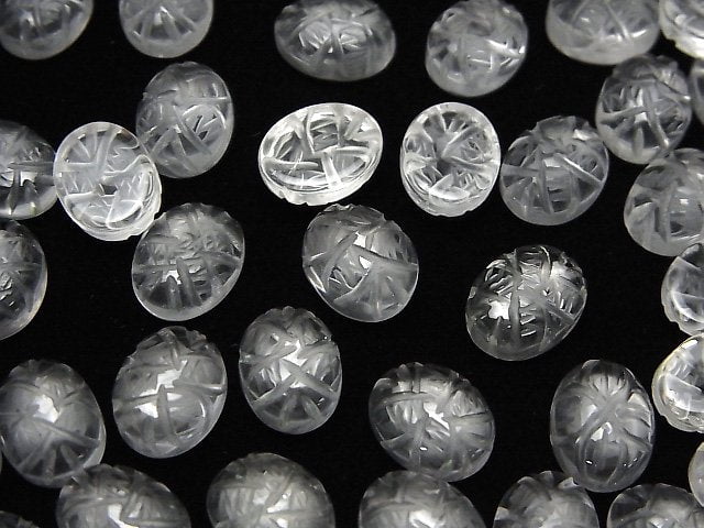 Hochwertiger Kristall AAA geschnitzter ovaler Cabochon 10x8mm 4 Stück