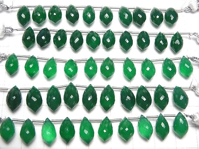 Hochwertiger grüner Onyx AAA Marquise Reis facettierte Briolette 13x7mm 1 Strang Perlen (8 Stück)