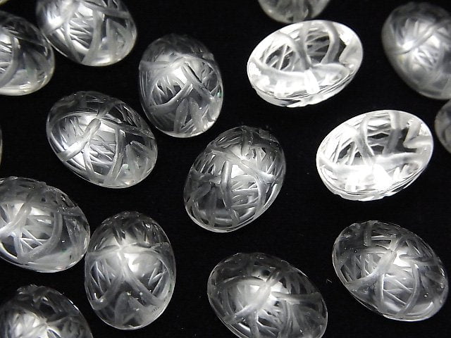Hochwertiger Kristall AAA Gravierte ovale Cabochon 14x10mm 3 Stück