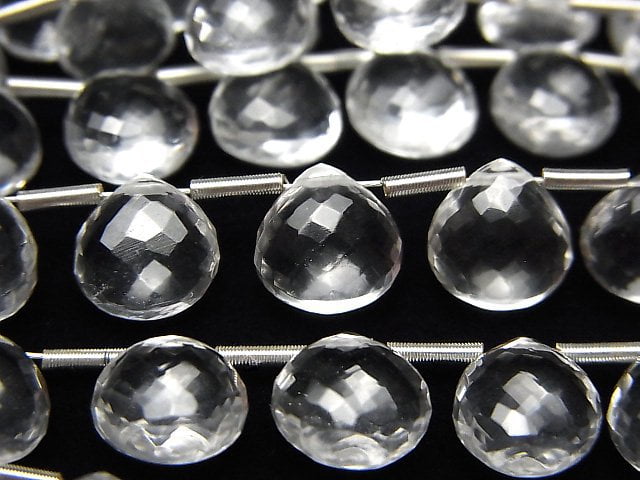 Chestnut Shape, Crystal Quartz, Faceted Briolette Gemstone Beads