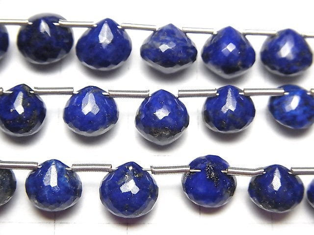 Hochwertiger Lapislazuli AAA- Zwiebel facettierte Briolette 8x8mm halb oder 1Strang Perlen (8Stücke)