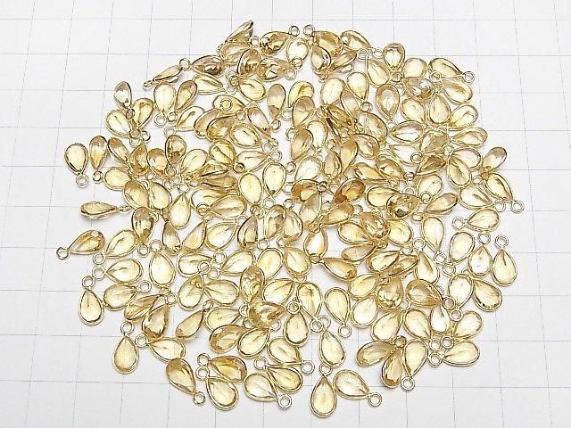 高品質黃水晶 AAA 級梨形刻面爪鑲 8.5x6mm 18KGP 3件