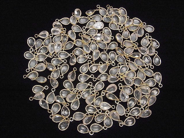 Hochwertiger Rosenquarz AAA Zargenfassung Tropfenform facettierte 10x7mm 18KGP 2Stücke