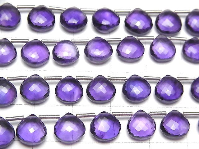 Hochwertiger Amethyst AAA Kastanie facettierte Briolette 8x8mm 1Strang Perlen (8Stücke)