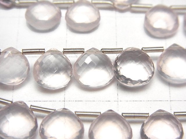 高品質玫瑰石英 AAA 栗色刻面梨形 8x8mm 1 串珠子 (8 顆)