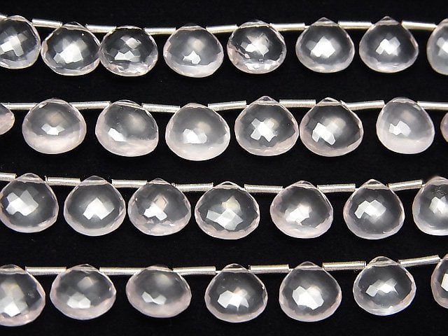 Hochwertiger Rosenquarz AAA Kastanienförmige facettierte Briolette 8x8mm 1 Strang Perlen (8 Stück)