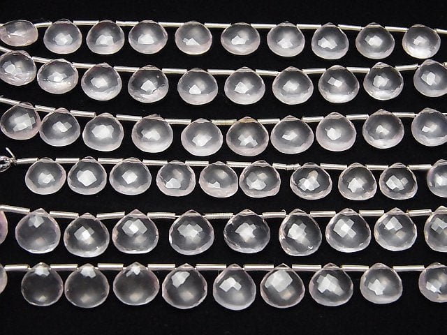 Hochwertiger Rosenquarz AAA Kastanienförmige facettierte Briolette 8x8mm 1 Strang Perlen (8 Stück)