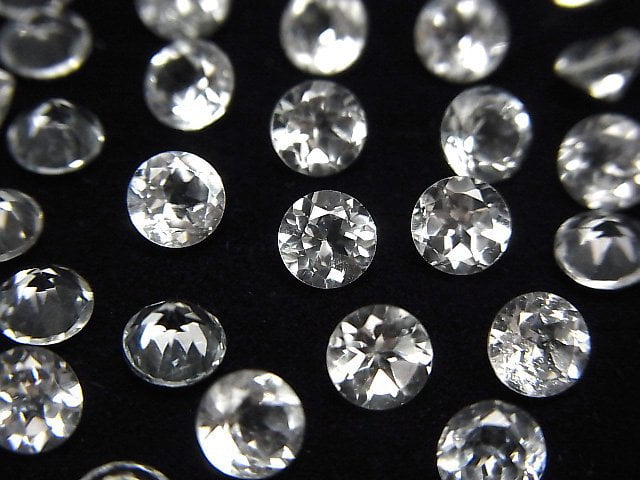 高品質白色托帕石 AAA 級圓形刻面裸石 5x5mm 5顆