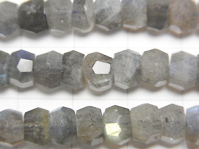拉長石 AA++ 粗切鈕扣刻面塊狀 7x7x4mm 半串或 1 串珠子 (約 15 英寸 / 37 公分)