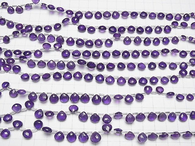 Hochwertige Amethyst AAA Kastanienförmige facettierte Briolette halbe oder 1 Strang Perlen (ca. 7 Zoll / 18 cm)