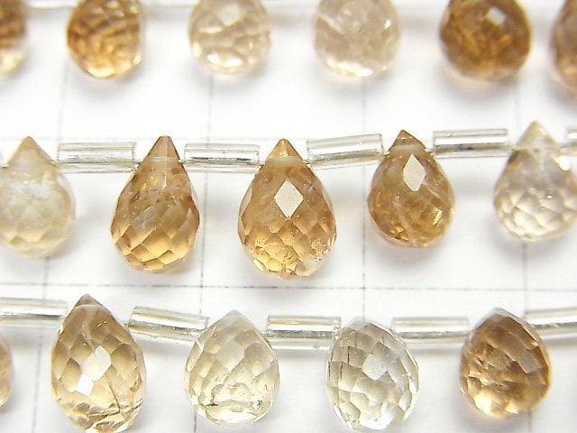 優質棕色托帕石 AAA 刻面水滴形半串或 1 串珠子 (約 7 英寸 / 18 公分)