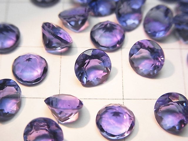Hochwertiger Farbwechsel-Fluorit AAA Lose Stein Rund facettiert 6x6x4mm 2 Stück