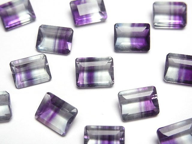 高品質雙色螢石 AAA 裸石長方形刻面 9x7mm 1顆