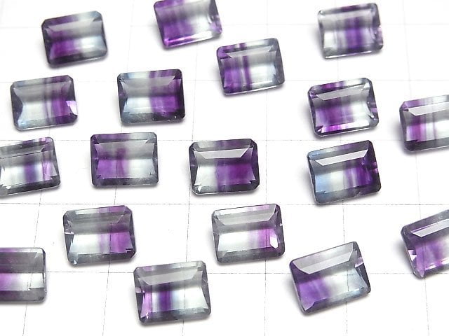 Hochwertiger Bicolor-Fluorit AAA Lose Stein Rechteck facettiert 9x7mm 1 Stück