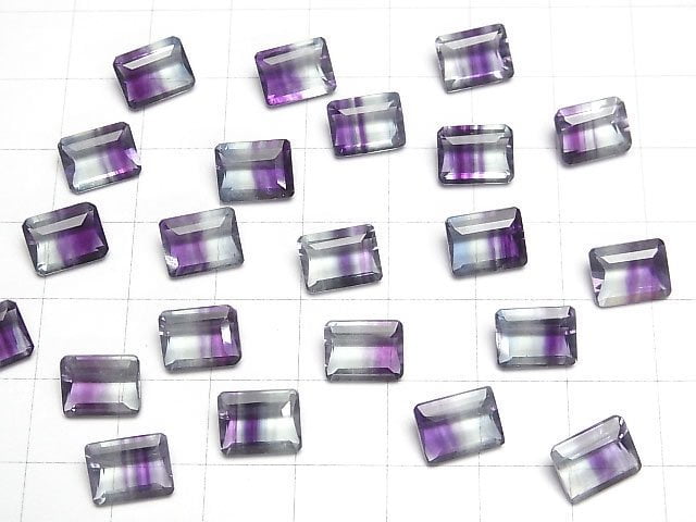Hochwertiger Bicolor-Fluorit AAA Lose Stein Rechteck facettiert 9x7mm 1 Stück