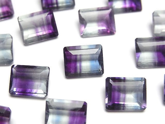 高品質雙色螢石 AAA 裸石長方形刻面 10x8mm 1顆
