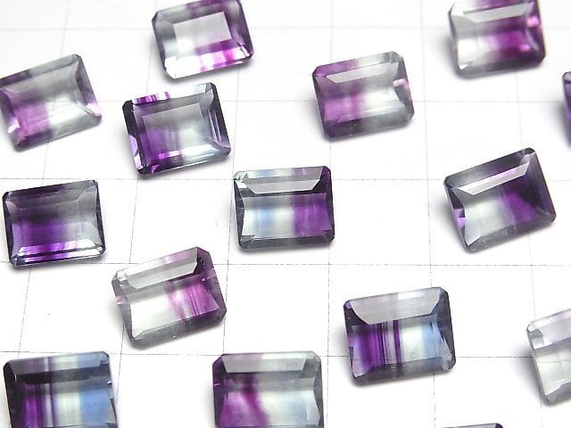 Hochwertiger Bicolor-Fluorit AAA Lose Stein Rechteck facettiert 10x8mm 1 Stück
