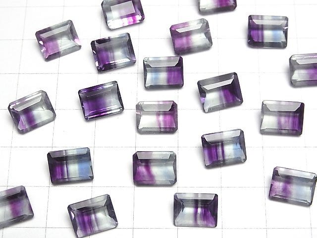 Hochwertiger Bicolor-Fluorit AAA Lose Stein Rechteck facettiert 10x8mm 1 Stück