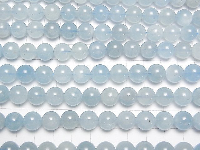 Aquamarine AAA- Round 10mm half or 1strand beads (aprx.15inch / 38cm)