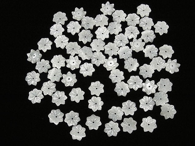 Perlmutt MOP Weiße Blume 10mm Zentrum Loch 4 Stück