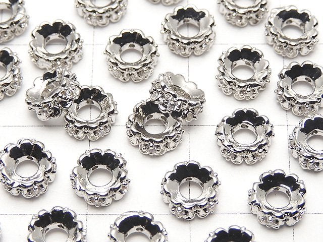 Metallteile Rondelle 6x6x2.5mm Silberfarbe (mit CZ) 2 Stück