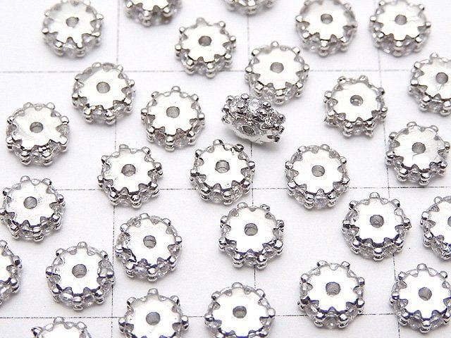 Metallteile Rondelle 4.5x4.5x1.5mm Silberfarbe (mit CZ) 5 Stück