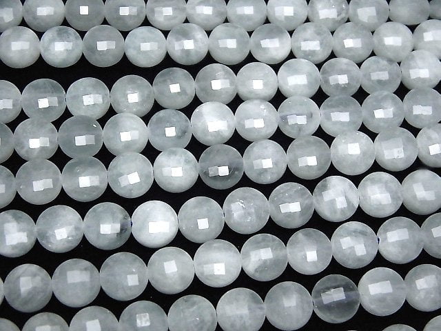 High Quality! Aquamarine AA+ Faceted Coin 8x8x5.5mm half or 1strand beads (aprx.15inch/37cm)