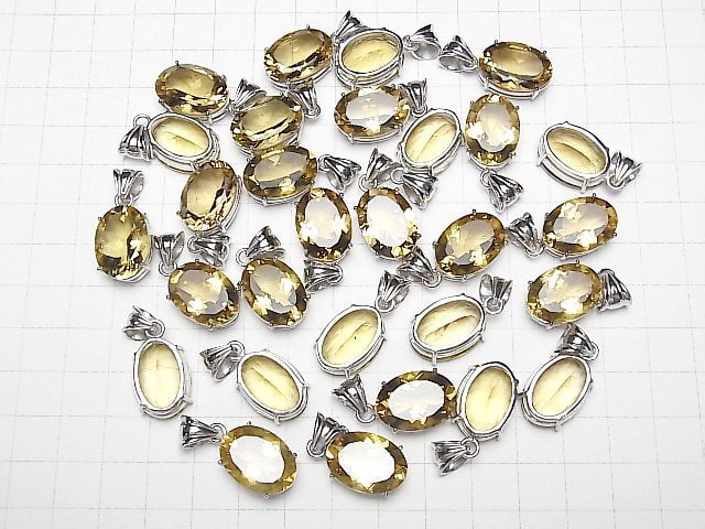 Hochwertiger Citrin AAA oval facettierter Anhänger 18x13mm Silber925 1 Stück