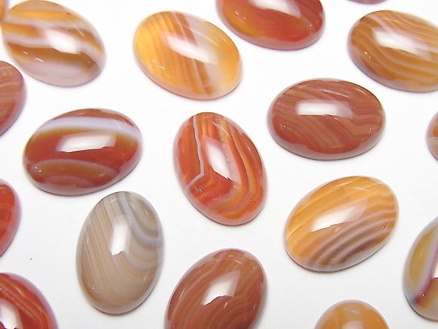 紅玉髓,縞瑪瑙橢圓形凸圓面 14x10mm 5個裝