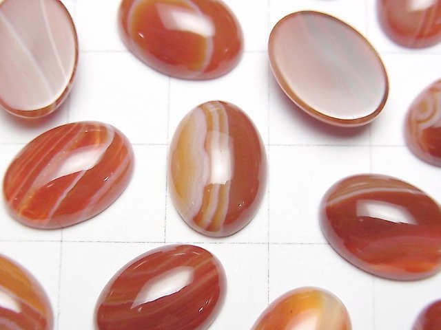 紅玉髓,縞瑪瑙橢圓形凸圓面 14x10mm 5個裝