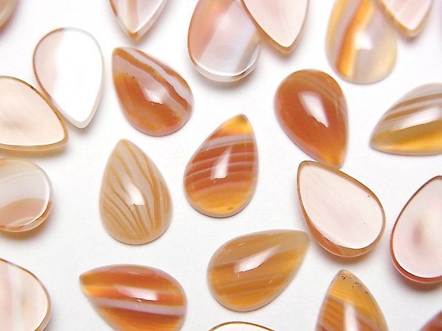 紅玉髓,縞瑪瑙梨形素面凸圓寶石 12x8mm 5顆