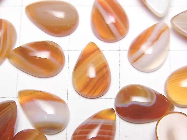 紅玉髓,縞瑪瑙梨形素面凸圓寶石 12x8mm 5顆