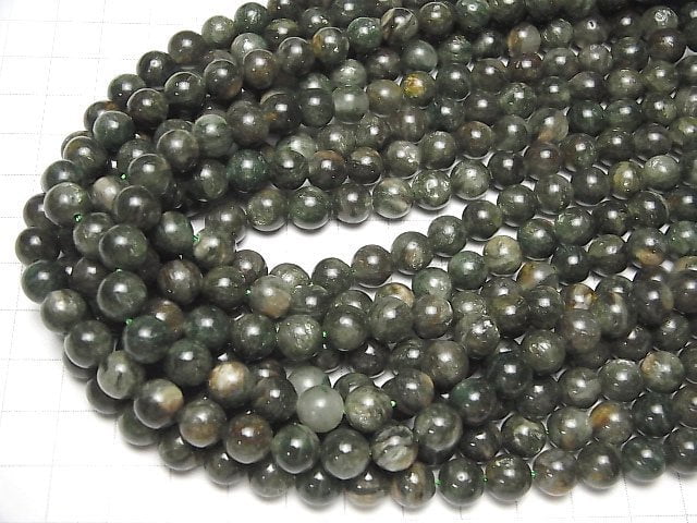 Grüner Glimmer rund 8mm halbe oder 1 Strang Perlen (ca. 15 Zoll / 38 cm)