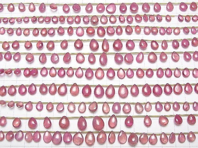 Rosa Saphir AA++ Tropfenform (glatt) halb oder 1 Strang Perlen (ca. 7 Zoll / 18 cm)