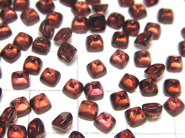 Hochwertiger Mosambik Granat AAA Zuckerlaib Schnitt 4x4mm 5 Stück