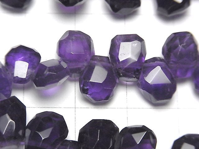 紫水晶 AA++ 刻面塊狀上側鑽孔半串或一串珠子 (約 15 英寸 / 37 公分)