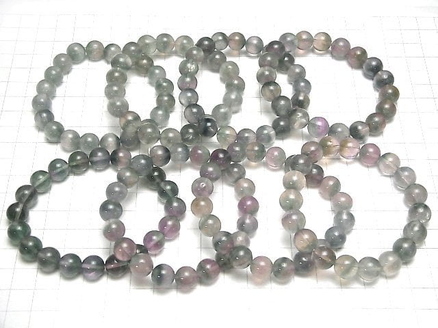 Bicolor Fluorit AA++ rund 10mm Armband