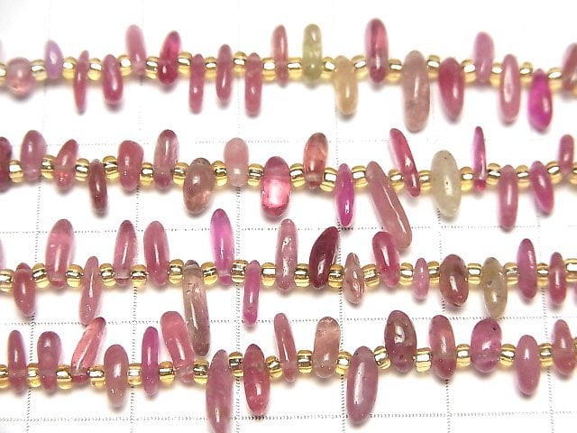 Multicolor rosa Saphir AA++ Nugget Oberseite gebohrtes Loch halb oder 1 Strang Perlen (ca. 7 Zoll / 18 cm)