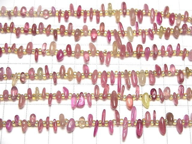 Multicolor rosa Saphir AA++ Nugget Oberseite gebohrtes Loch halb oder 1 Strang Perlen (ca. 7 Zoll / 18 cm)