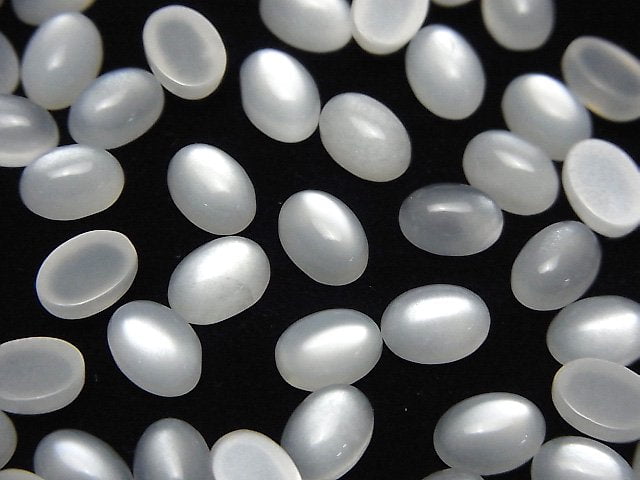 Weißer Mondstein AAA oval Cabochon 7x5mm 10 Stück
