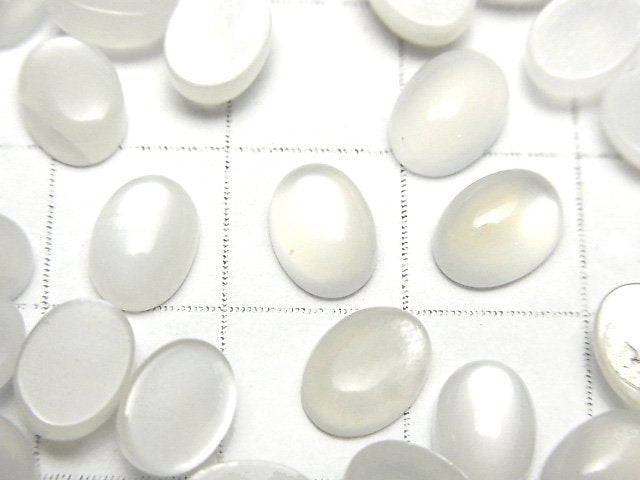 白色月光石 AAA 橢圓蛋面 8x6毫米 10顆