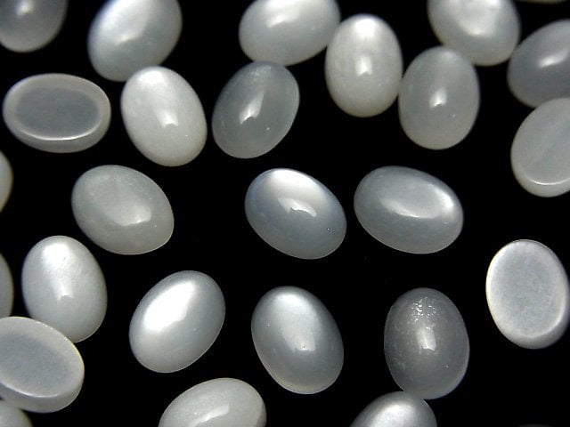 Weißer Mondstein AAA oval Cabochon 8x6mm 10 Stück