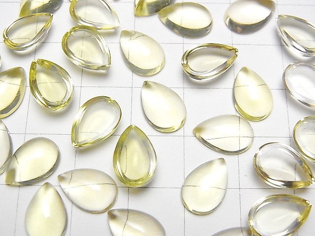 Hochwertiger Zitronenquarz AAA tropfenförmiger Cabochon 12x8mm 4 Stück