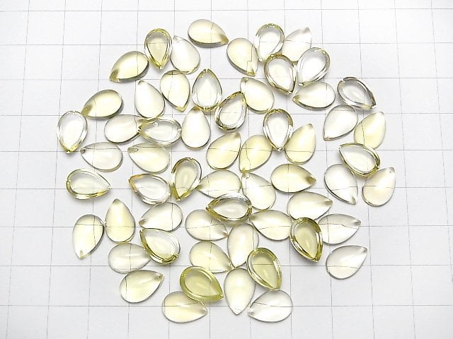 Hochwertiger Zitronenquarz AAA tropfenförmiger Cabochon 12x8mm 4 Stück