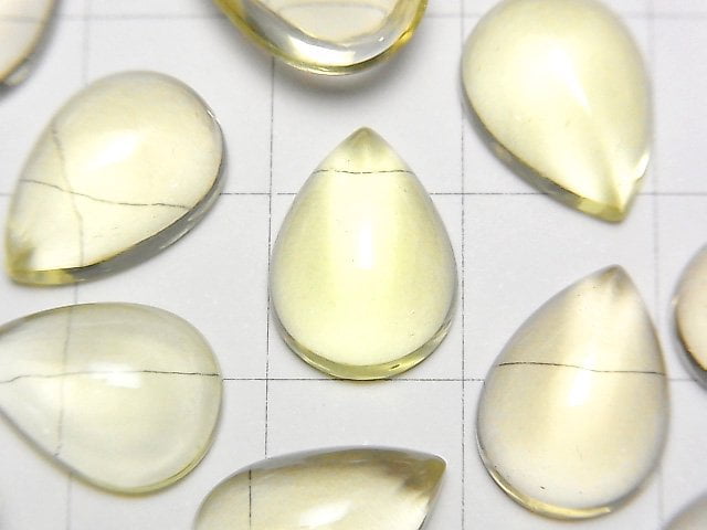高品質檸檬石英 AAA 梨形凸圓面 14x10mm 2顆