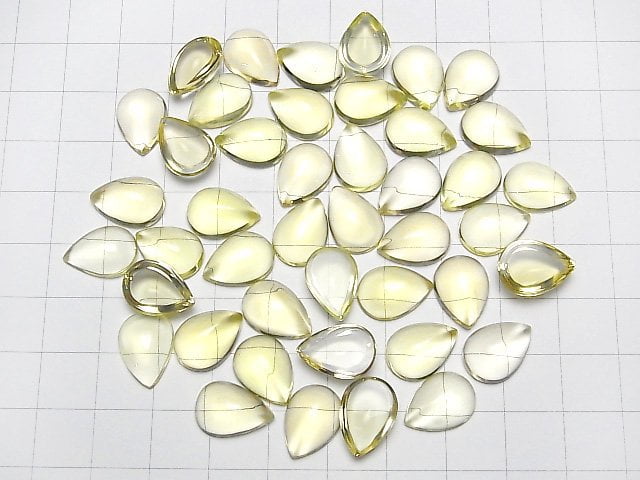 Hochwertiger Zitronenquarz AAA tropfenförmiger Cabochon 14x10mm 2 Stück
