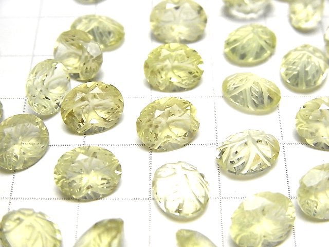 Hochwertiger Zitronenquarz AAA geschnitzter ovaler facettierter 10x8mm 3 Stück