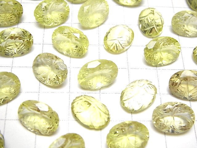 Hochwertiger Zitronenquarz AAA geschnitzter ovaler facettierter 14x10mm 1 Stück